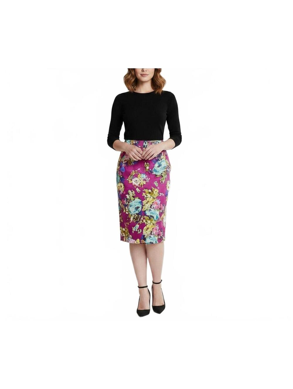 Charter Club Floral Print Pencil Skirt in Purple pink 12